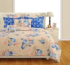 Swayam Caramel Collection Flat Queen Bedsheet Set, Multi-Colour, 240x270cm, 1825Q