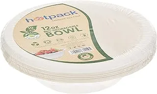 Soft N Cool Hotpack Disposable Bio-Degradable Paper Pulp Bowl White 12 ounce, 10 Pieces