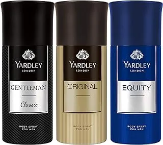 Yardley London Body Spray Tripack Men, 3 X 150 ml, Gentlemen Classic + Original + Equity