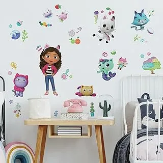 Gabby's Dollhouse RMK4823SCS Peel and Stick Wall Decals, Pink, Purple, Blue