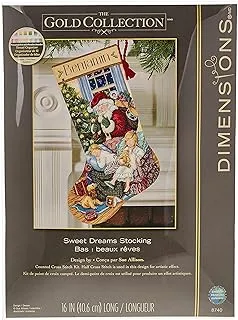 Dimensions Needlecrafts 08740 Sweet Dreams Gold Collection Christmas Counted Cross Stitch Stocking, 16