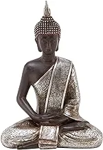 Deco 79 Polystone Buddha Sculpture with Engraved Carvings and Relief Detailing, 6