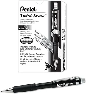 Pentel Twist-Erase Iii Mechanical Pencil ,0.5mm , Black Barrel, 12 Pack (Qe515A)