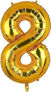 Rglt 8 Gold Number Balloons 32Inch Helium Birthday Balloons Foil Mylar Digital Balloons For Birthday Engagement Wedding Bridal Shower Anniversary, 8G