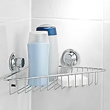 Everloc Single Shelf Corner Rack, No Drilling, No Screws, No Glue, No Adhesive, Vacuum Suction Wall Mounted, Chrome Corner Bathroom Accessories Holder, Shower Rack, Easy Install, EVL-10201