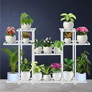 TrustBasket Aster Planter Stand (أبيض) - حامل متعدد الأواني داخلي / خارجي ، حامل متعدد الأغراض ، رفوف ، حامل زارع