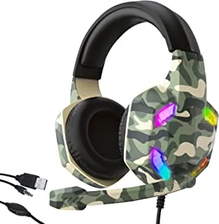 سماعة رأس Airsound Alpha-6 للألعاب ستريو لأجهزة تحكم PS4 Pc Xbox One Ps5 ، سماعات رأس عازلة للضوضاء فوق الأذن مع ميكروفون ، Led Rbg ، صوت محيطي ، غطاء للأذنين ناعم للكمبيوتر المحمول Mac Nintendo Nes Games