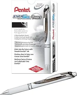 Pentel Energel Pearl Deluxe Rtx Liquid Gel Pen, 0.5Mm, Fine Line, Needle Tip, Black Ink, Box Of 12 (Bln75Pw-A)