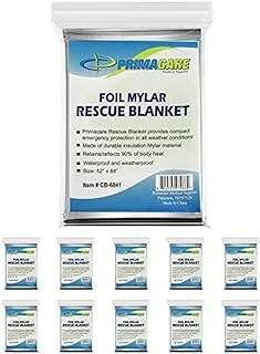 Primacare HB-10 Emergency Foil Mylar Thermal Blanket (Pack of 10), 52