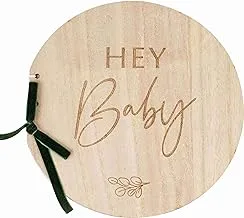 Ginger Ray Wooden Hey Baby Shower Guest Book, 22 cm Height