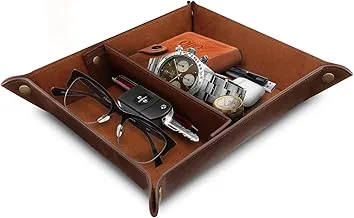 Londo Leather Tray Organizer - Practical Storage Box for Wallets, Watches, Keys, Coins, Cell Phones and Office Equipment