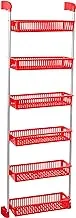 Household Essentials 6-Tier Basket Over-The-Door Organizer, Red