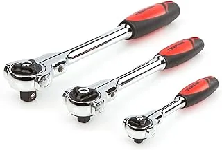 Tekton 91804 Quick-Release 1/4, 3/8 And 1/2-Inch Drive Swivel Head Ratchet Set, 3-Piece