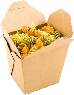 Restaurantware RWA0338 Noodle Take Out Container, To Go Box - Kraft 26 oz Disposable Easy Fold 200ct