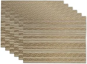 Dii Pvc Tabletop Collection Woven Indoor/Outdoor, Placemat Set, 13X17.25, Gold, 6 Piece