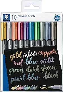 Staedtler 8321 Tb10 Metallic Brush Pens, Wallet Of 10 Assorted Colours