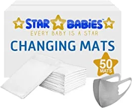 Star Babies - Disposable Changing Mats White 50Pcs With 1Pc Kids REUsable Mask