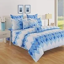 Swayam Zinnia Collection Double Duvet Cover, Blue/White, 250 x 220 cm, DDC-15010