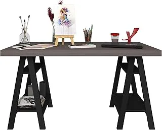 Artany Art Desk - Hazelnut/Black, W 90 cm x D 55 cm x H 85.8 cm