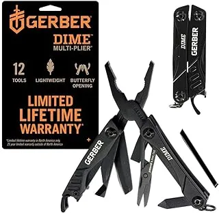 Gerber Gear 30-000469N 12-In-1 Dime Multitool Mini ، كماشة أنف إبرة ، سكين جيب ، فتاحة زجاجات ، Edc Gear ، أسود