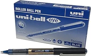 Uni-Ball Eye Broad Ub-150-10 Rollerball Pen, 1Mm Nib, Blue Ink, Box Of 12