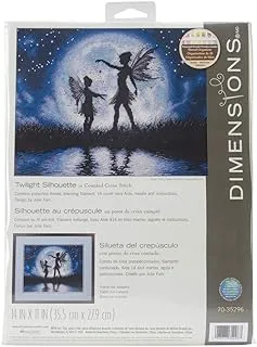 الأبعاد Twilight Silhouette Fairy Counted Cross Stitch Kit ، 14 Count Navy Aida ، 14 '' X 11 ''