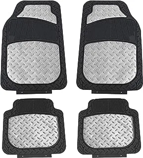 FH Group Automotive Floor Mats Silver Universal Fit Climaproof For All Weather Protection Heavy Duty Rubber Fits Most Cars, Suvs, And Trucks, Trim To Fit Design F11315SILVER