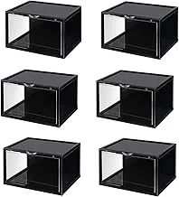 RGLT Goldedge Sneaker Box Side Open Half Black & Half Clear Shoe Box Sneaker Storage Box Gbox 6pc, GESB3-B2x6pc