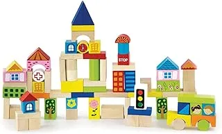 Viga Toys - 50287 - Building Blocks In A Drum - City - 75 Pcs.