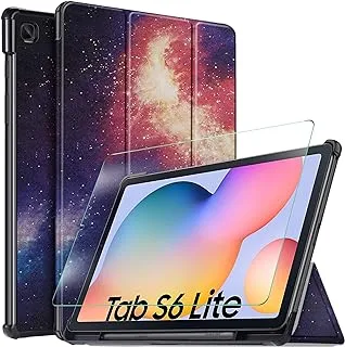 جراب ELTD مع واقي شاشة لهاتف Samsung Galaxy Tab S6 Lite ، جراب واقٍ فليب فاخر رفيع خفيف مع واقي شاشة لجهاز Samsung Galaxy Tab S6 Lite 10.4 بوصة (CH-23)