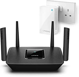 Linksys Bundle - MR8300 Tri-Band MU-MIMO Mesh WiFi Router & 1 Velop Dual-Band Whole Home Plug-In Node (AC3500, Works with any ISP plan or modem)