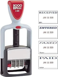 2000 PLUS 4-In-1 Date And Message Stamp, Self-Inking, Entered, Paid, Received, Faxed, 1-3/10.2 cm X 1-1/8