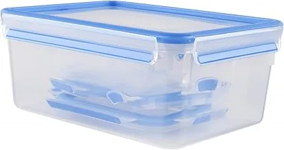 Emsa 508568 Clip & Close 5-piece set of food storage containers, various sizes, transparent/blue