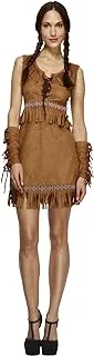 Fever Adult Women's Pocahontas Costume, Dress and Arm Cuffs, Western