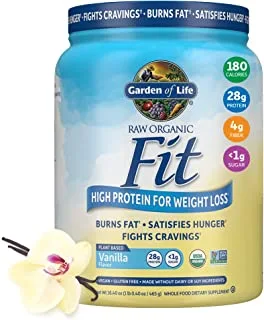 Garden of Life Raw Organic Fit Powder, Vanilla - High Protein For Weight Loss (28G) Plus Fiber, Probiotics & Svetol, Organic & Non-Gmo Vegan Nutritional Shake, 10 Servings