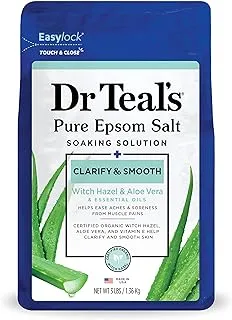 Dr Teal's Pure Epsom Bath Salt Clarify & Smooth Witch Hazel Aloe Vera 1.36Kg