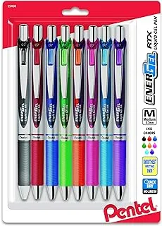 Pentel Energel Rtx Retractable Liquid Gel Pen, Medium Line, Metal Tip, Assorted Ink, 8-Pack (Bl77Bp8M)