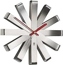 Umbra Ribbon Wall Clock, Modern Quartz Wall Clock Made of Curved Metal for Kitchen, Office and Bedroom, 30cm