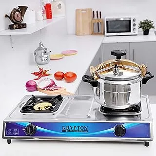 Krypton Stainless Steel Double Gas Burner-Stainless Steel 2 Burner - Gas Hob Cooker - Auto Ignition. كريبتون شعلة غاز مزدوجة من الستانلس ستيل - إطار من الستانلس ستيل 2 شعلة - طباخ غاز - إشعال ذاتي