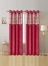 Home Town Print Polyester Black Out Red/Gold Curtain,135X240Cm