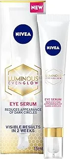 NIVEA LUMINOUS 630 EVEN GLOW Anti Dark Circles & Puffy Eyes Serum, Hydrating Hyaluronic Acid & Energizing Caffeine, 15ml