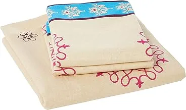 Ahmedabad Cotton 104 TC 100% Double Flatsheet Bedsheet with 2 Pillow Covers-Multicolor