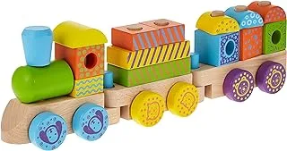 Viga Wooden Colorful Stacking Train For Kids Ages 18+ Months, Multicoloured, 505721