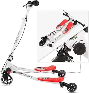 Coolbaby Y Fliker F1 Flow Kids Drifting Scooter 3 Wheel Kick Carver Drifter For Boys/Girls/Children Board,Red