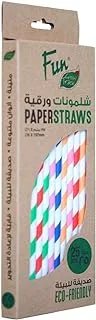 Fun® Green Track Eco Friendly Disposable Paper Straw 6x197mm Assorted colors Pack of 25