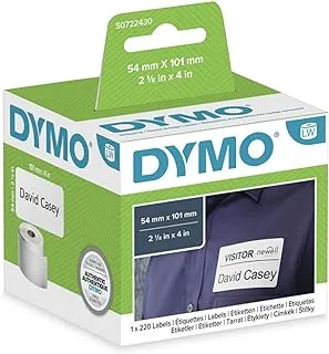 Dymo Label 54Mmx101Mm 220 Labels White, S0722430, 54 X 101 Mm