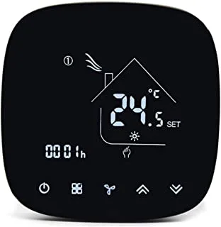 Royal Apex Luxury Design Wifi Programmable Room Smart Thermostat ، موفر للطاقة Fcu مكيف هواء مركزي وحدة تحكم في درجة حرارة التبريد تعمل باللمس 95-240Vac مع Alexa Echo Google Home Ifttt Support