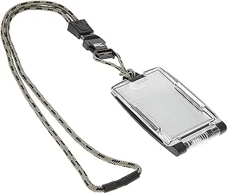 EK USA FIPS 201 One Hander ID Card Holder with Lanyard, Secure Badge Holder for CAC Card, 2 sided – Pewter