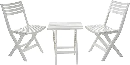 Cosmoplast Portable Camping Folding Chair & Table Set, White