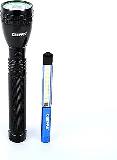 Geepas Waterproof Led Flashlight With Rechargeable Battery - Gfl4647, Black